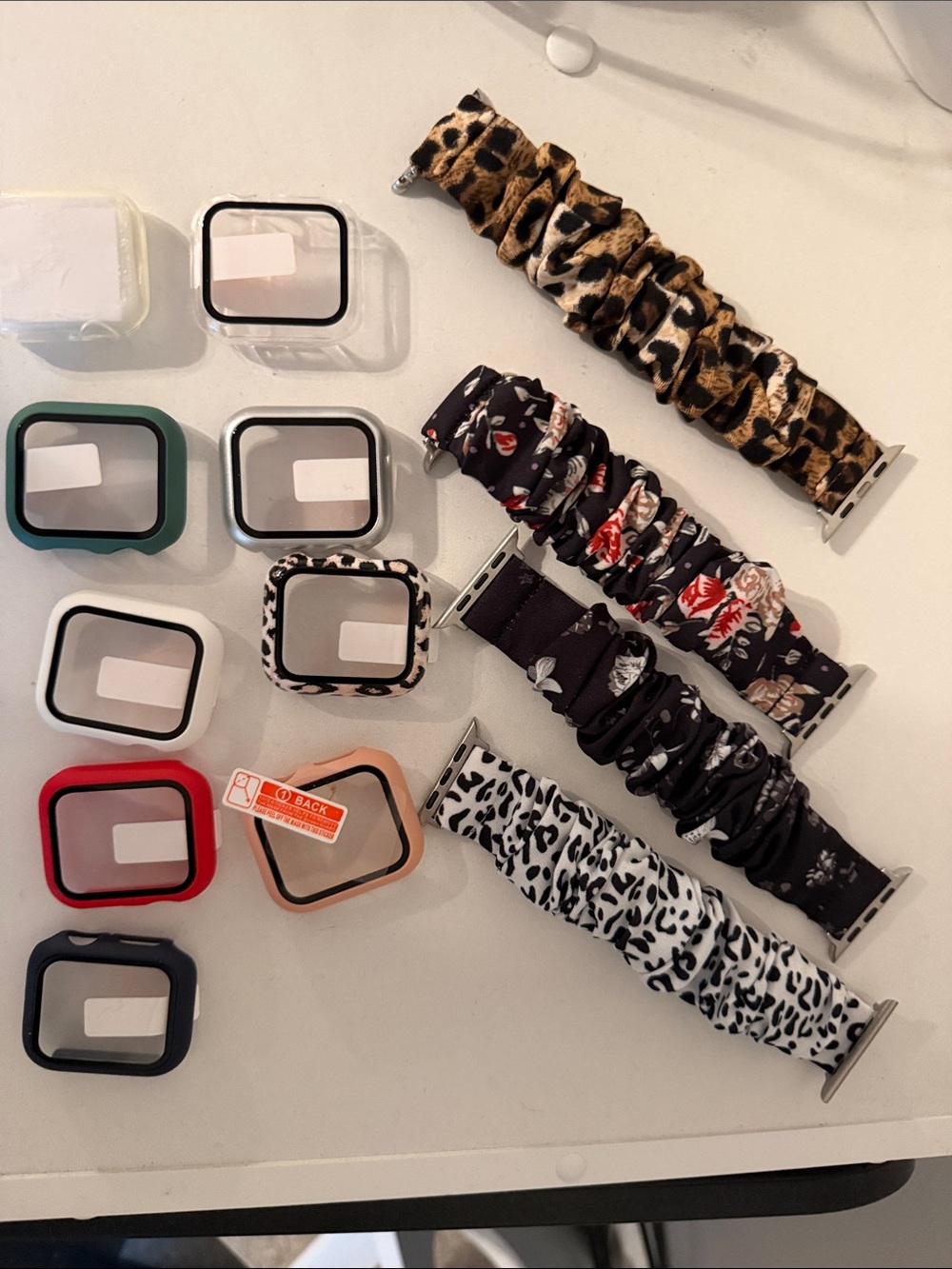 Scrunchie Style Watch Band and watch cover,Leopard, White Leopard, Floral Prints